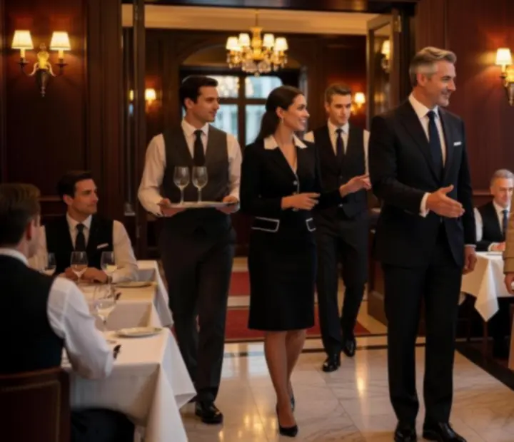 Équipe du restaurant offrant un service attentionné et raffiné.