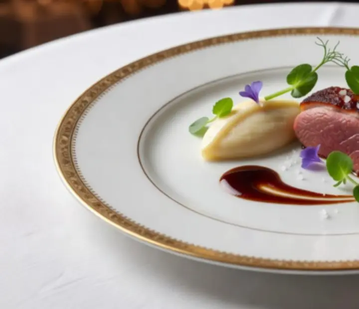Plat signature gastronomique dressé avec élégance