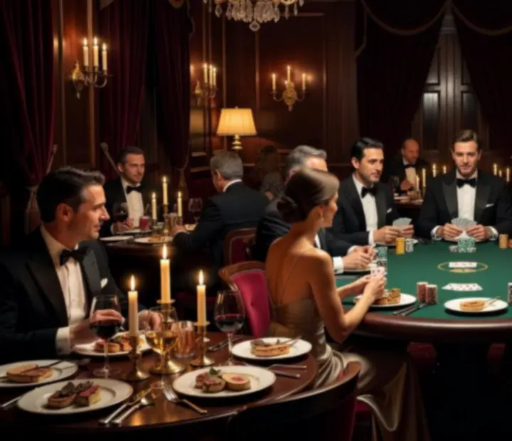 Ambiance feutrée d’une soirée poker dans un restaurant gastronomique