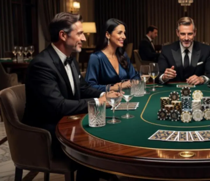 Table de poker élégante avec jetons symboliques dans un restaurant raffiné
